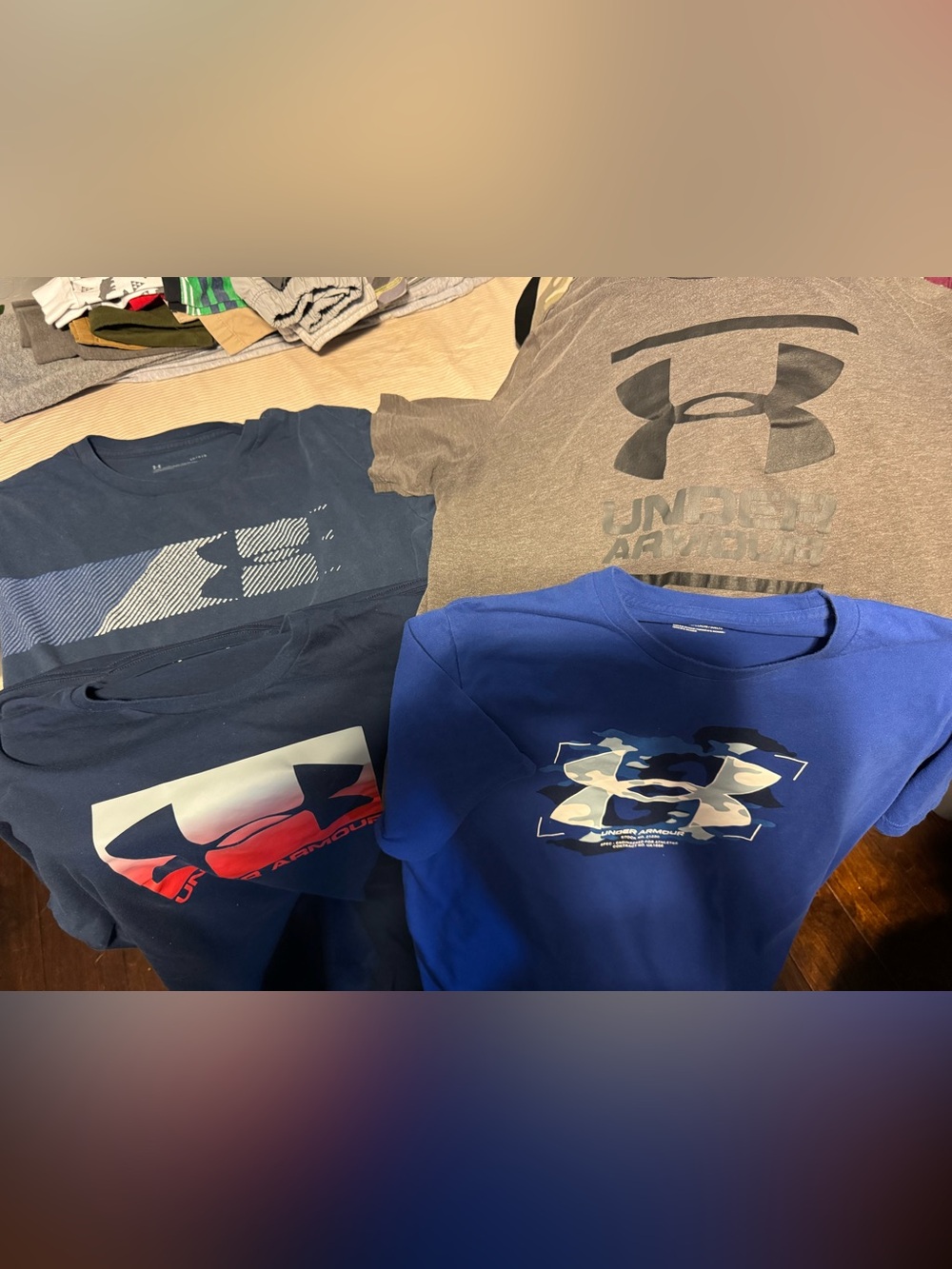 Under Armour Men's Multi-Logo Short Sleeve Tees in Blue, Navy, Gray and Royal